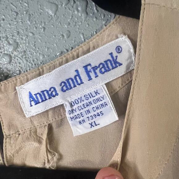 Anna & Frank Silk Blouse Beige XL Women's Foundation Piece Business Feminine - Picture 3 of 5